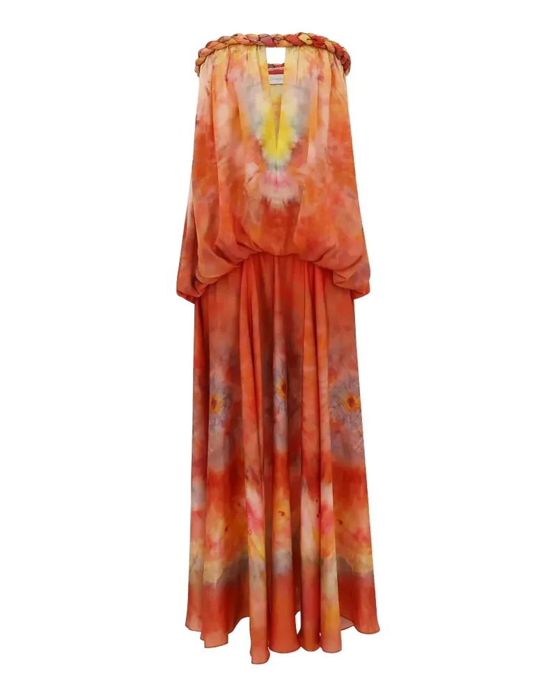 Zimmermann Luna tie-dye braided-neck maxi dress - Orange Orange