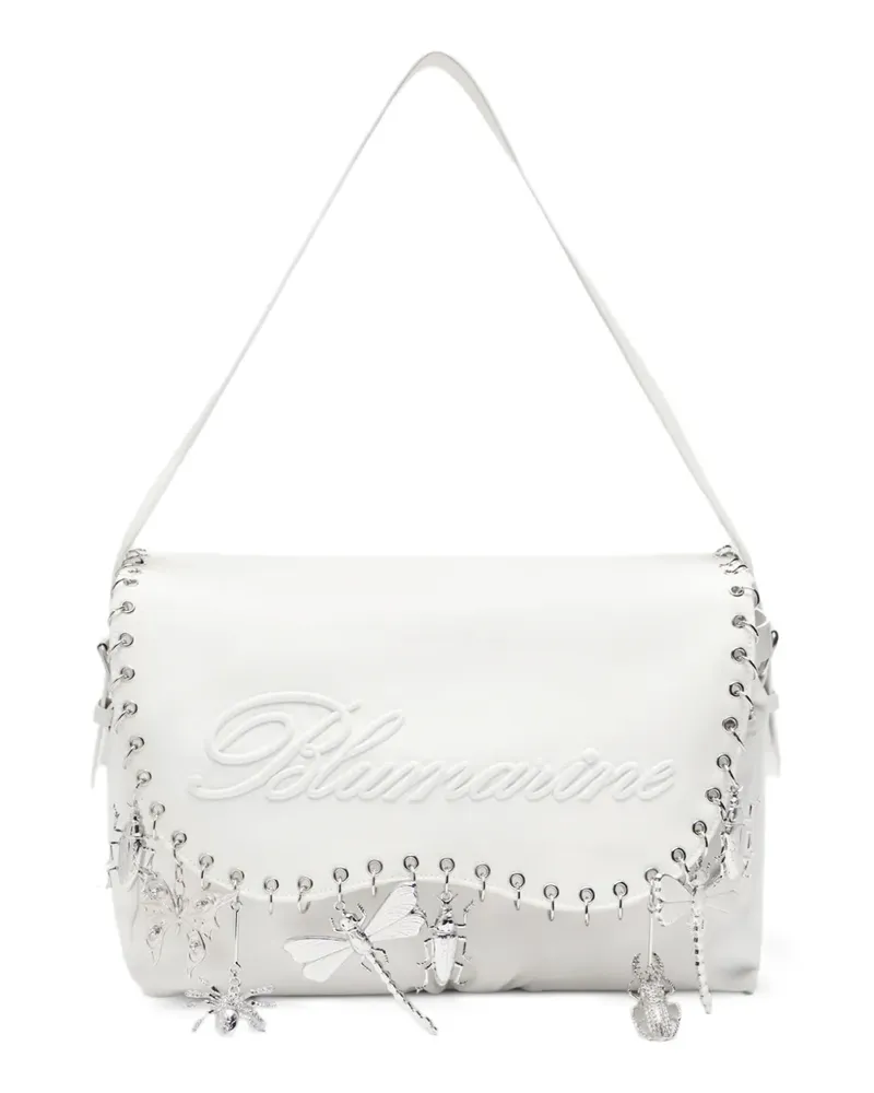 Blumarine embroidery insect-charm shoulder bag - Weiß Weiß