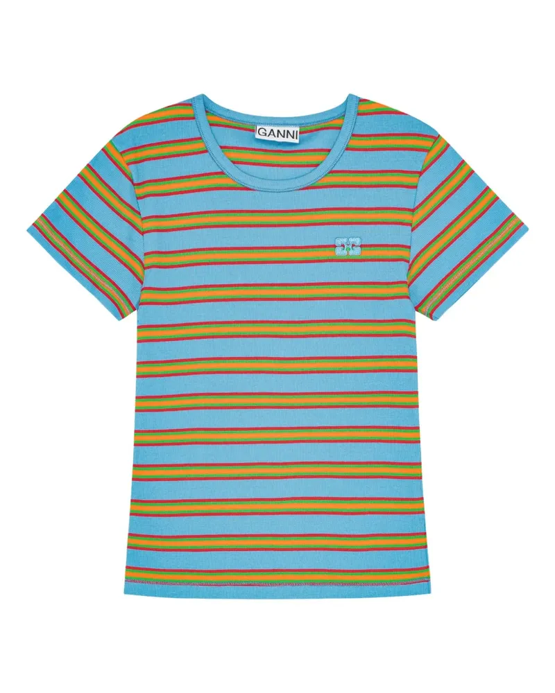 Ganni Gestreiftes T-Shirt - Blau Blau