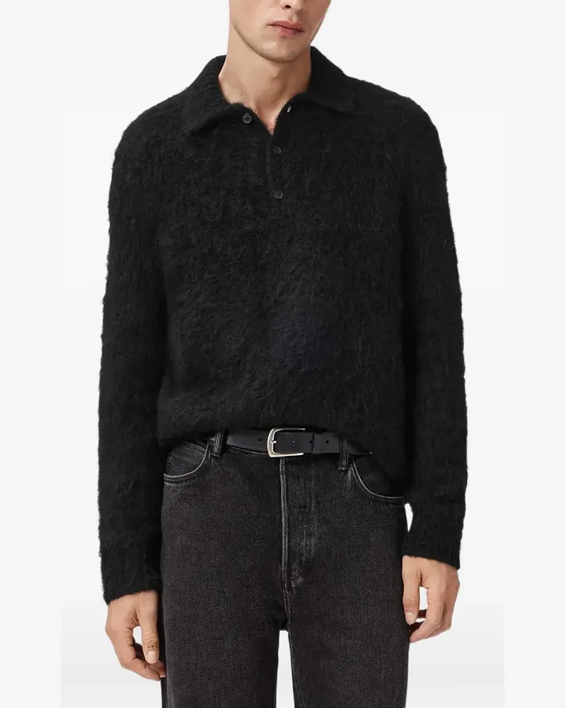 AllSaints Sonny long-sleeve polo shirt - Schwarz Schwarz
