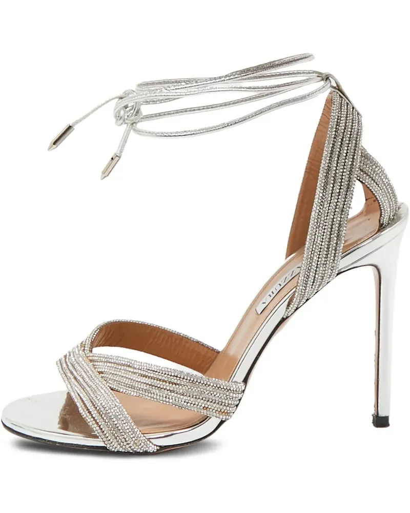 Aquazzura Pre-owned 105 Ari Sandalen mit Kristallen - Silber Silber