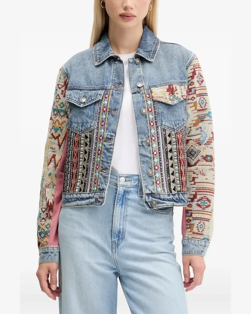 Desigual embroidered denim jacket - Blau Blau