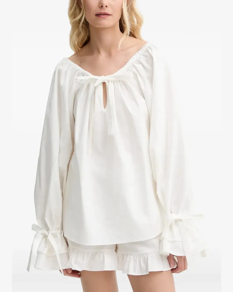 SLEEPER Gerüschte Bluse mit Schnürung - Weiß Weiß