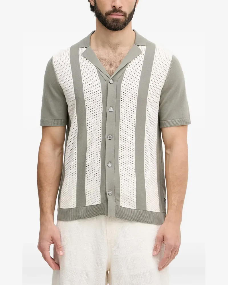 JOOP! Galvo striped pointelle-knit shirt - Grün Grün