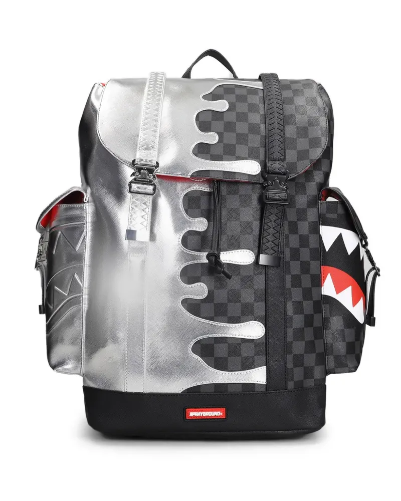 Sprayground check-pattern shark backpack - Schwarz Schwarz