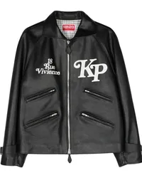 Kenzo x Verdy Lederjacke mit Logo-Print Schwarz