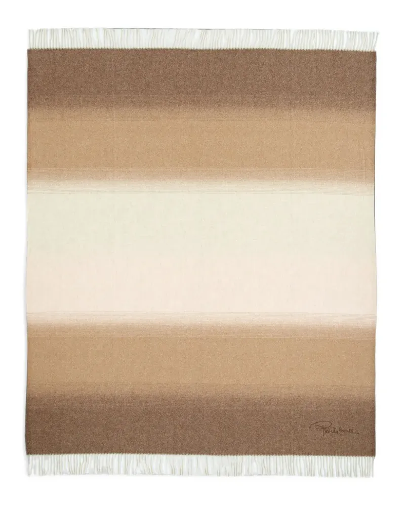 Roberto Cavalli Home gradient-effect fringed blanket - Braun Braun