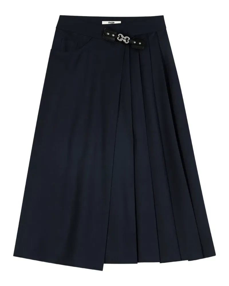 Maje long pleated skirt with buckle - Blau Blau