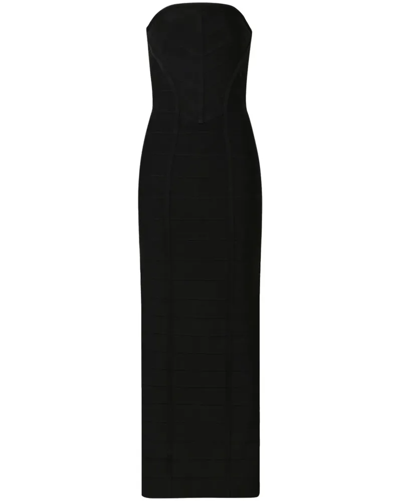 Hervé Léger Schulterfreies Maxikleid - Schwarz Schwarz