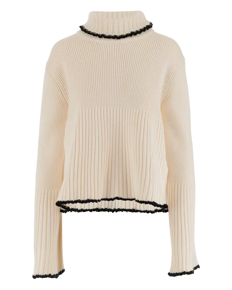 Jil Sander Gerippter Pullover mit Stehkragen - Nude Nude