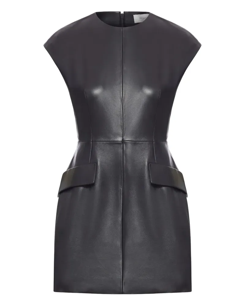 SPORTMAX Leder-Minikleid mit Klappentasche - Schwarz Schwarz