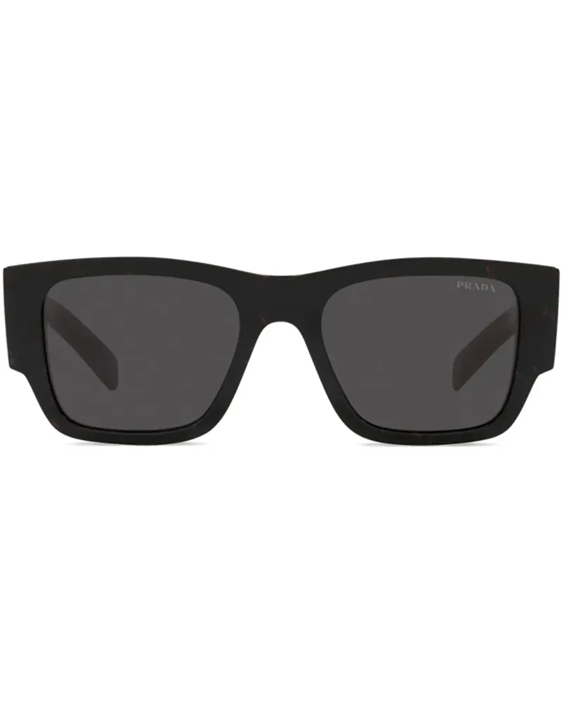 Prada Eckige Sonnenbrille mit Triangel-Logo - Schwarz Schwarz
