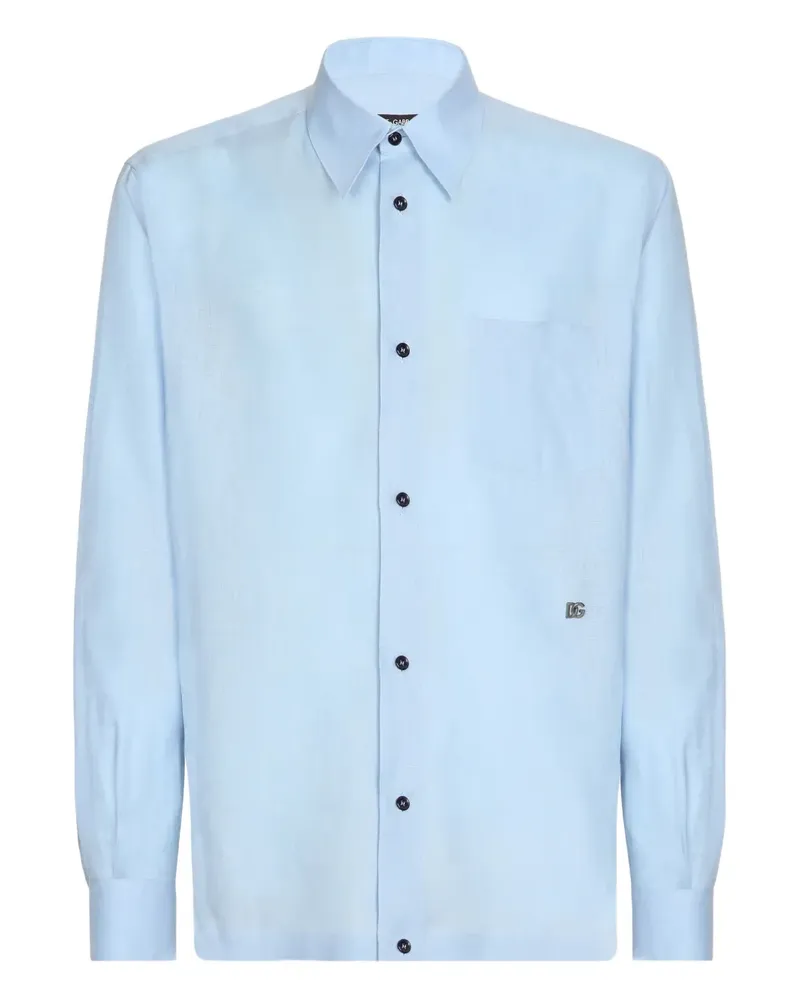 Dolce & Gabbana Hemd mit Logo-Schild - Blau Blau