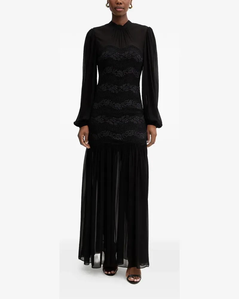 Twin-Set Kleid mit Spitzeneinsatz - Schwarz Schwarz