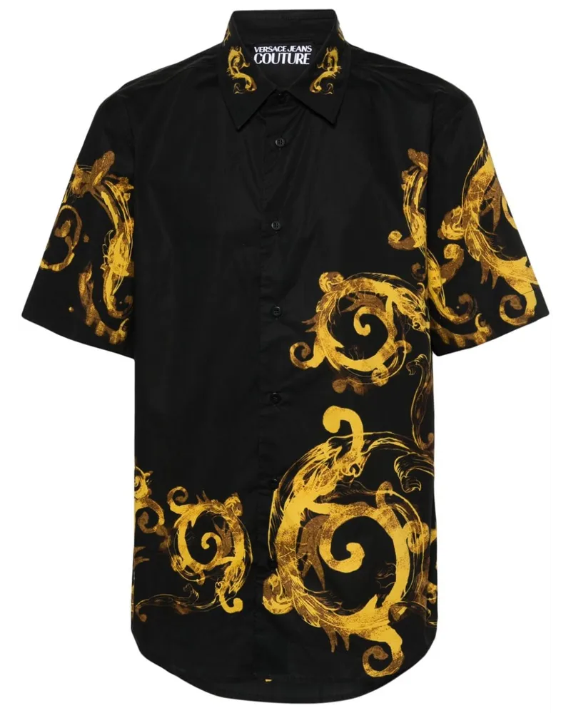 Versace Jeans T-Shirt mit Watercolour Couture-Print Schwarz