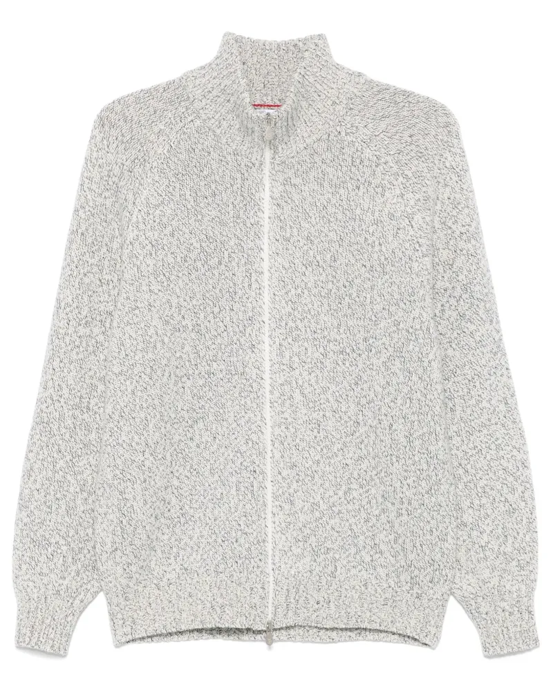 Brunello Cucinelli Mouliné-Cardigan aus Kaschmir - Weiß Weiß