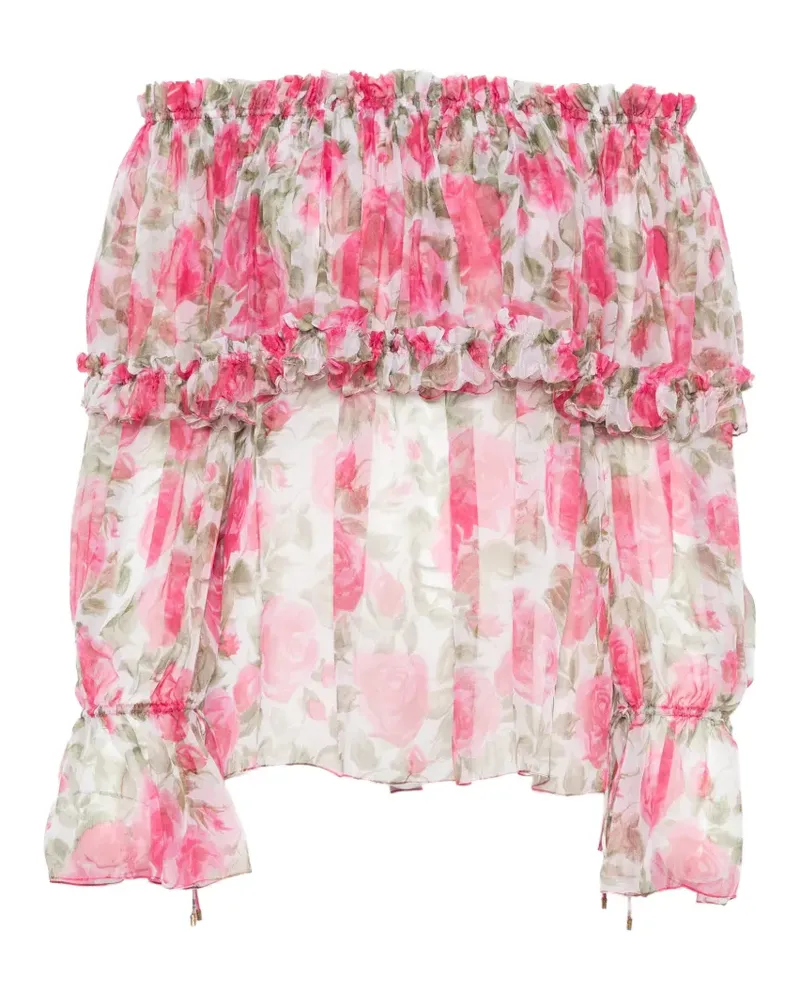 Chloé floral-print ruffled blouse - Rosa Rosa