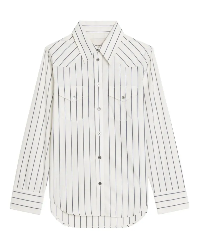 Zadig & Voltaire Thelma Hemd mit gestreifter Tasche - Weiß Weiß