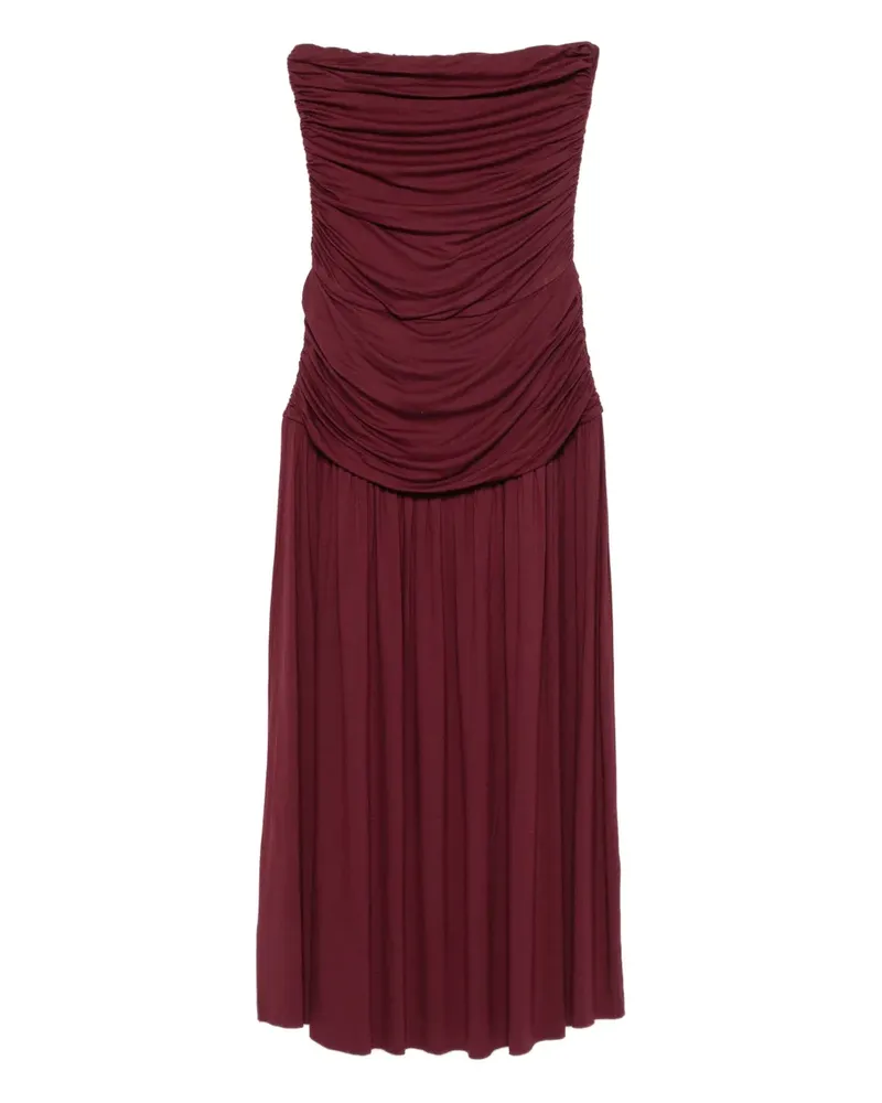 GIMAGUAS Schulterfreies Fortuna Midikleid mit Raffungen - Rot Rot
