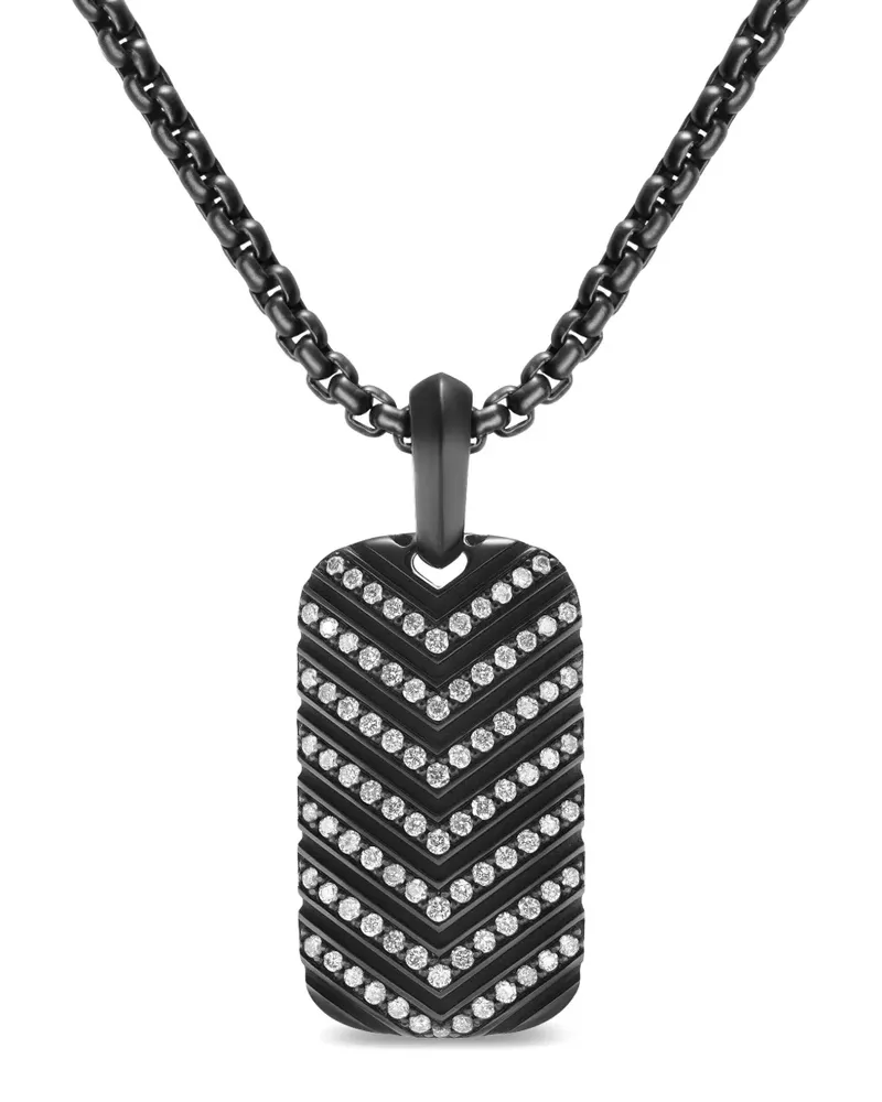 David Yurman Chevron Tag Halskette - Schwarz Schwarz