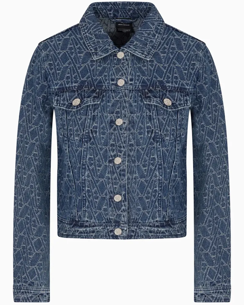Armani Exchange Jeansjacke mit Logo-Print - Blau Blau