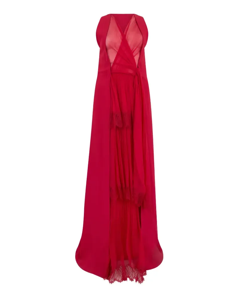 Alberta Ferretti lace-trim maxi dress - Rot Rot