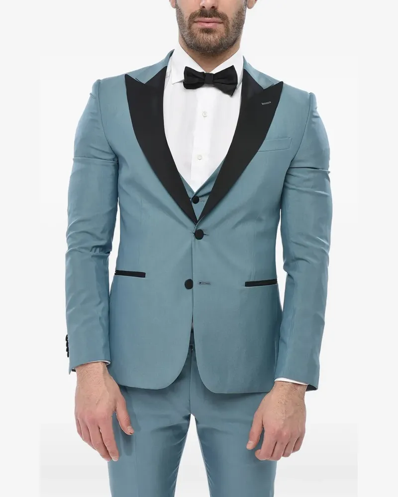 Corneliani contrast-trim single-breasted suit - Blau Blau