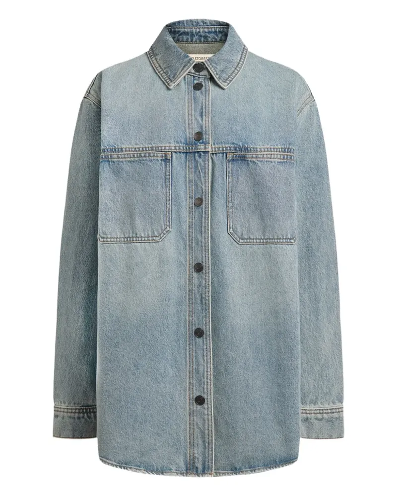 12 STOREEZ Klassisches Jeanshemd - Blau Blau