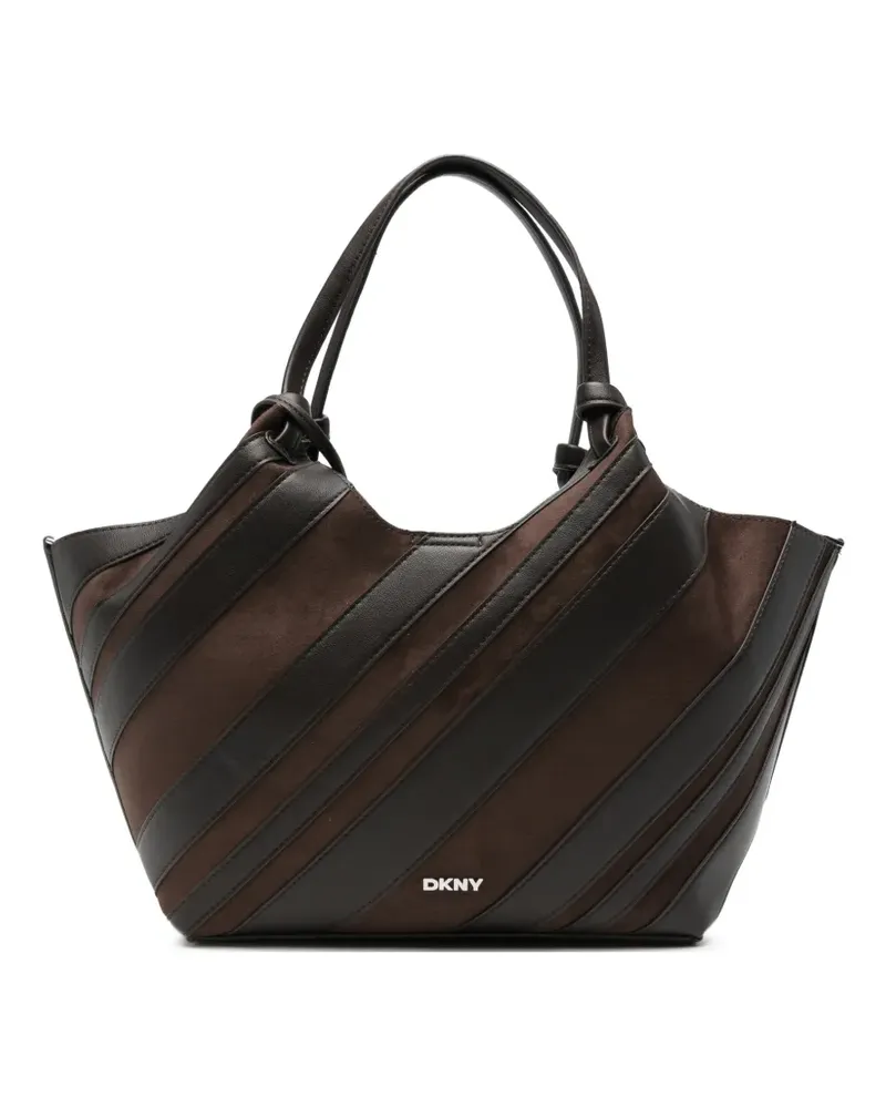 DKNY Mittelgroßer Paula Tote Bag mit diagonalen Streifen - Braun Braun