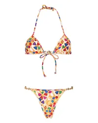 Reina Olga Bikini mit geometrischem Print Weiß