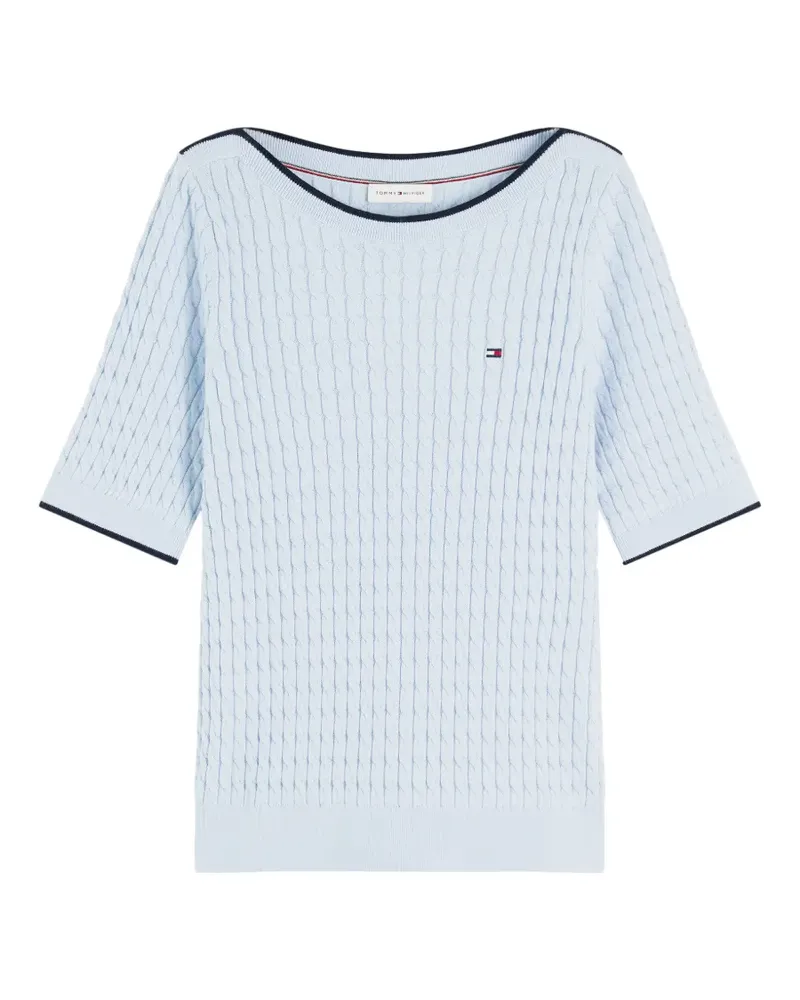 Tommy Hilfiger cable-knit short-sleeve sweater - Blau Blau
