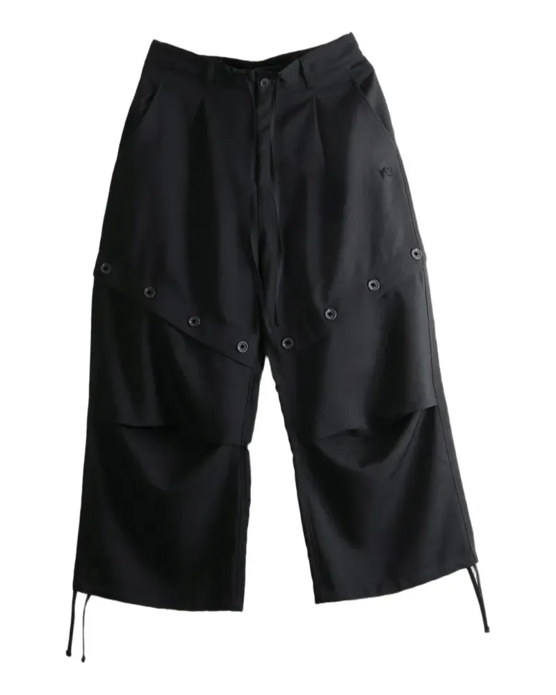 Y-3 button-embellished drawstring-hem trousers - Schwarz Schwarz