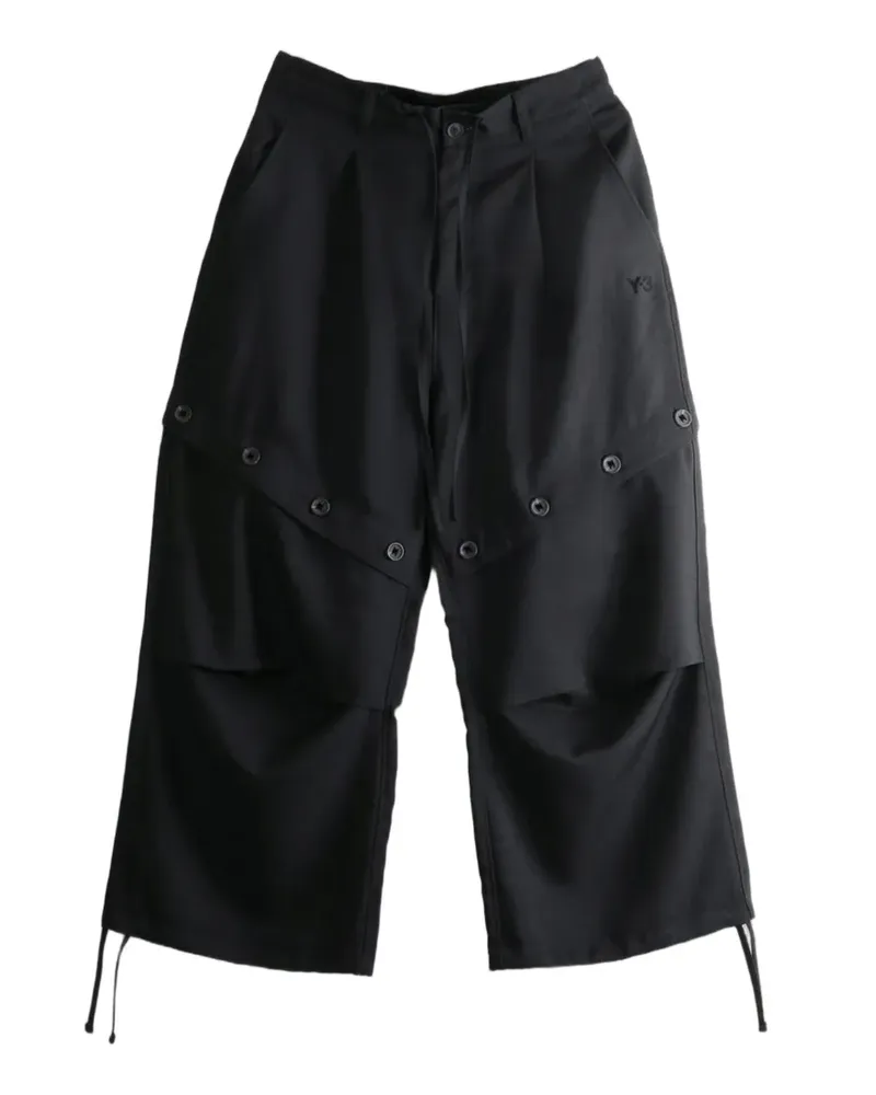 Y-3 button-embellished drawstring-hem trousers - Schwarz Schwarz