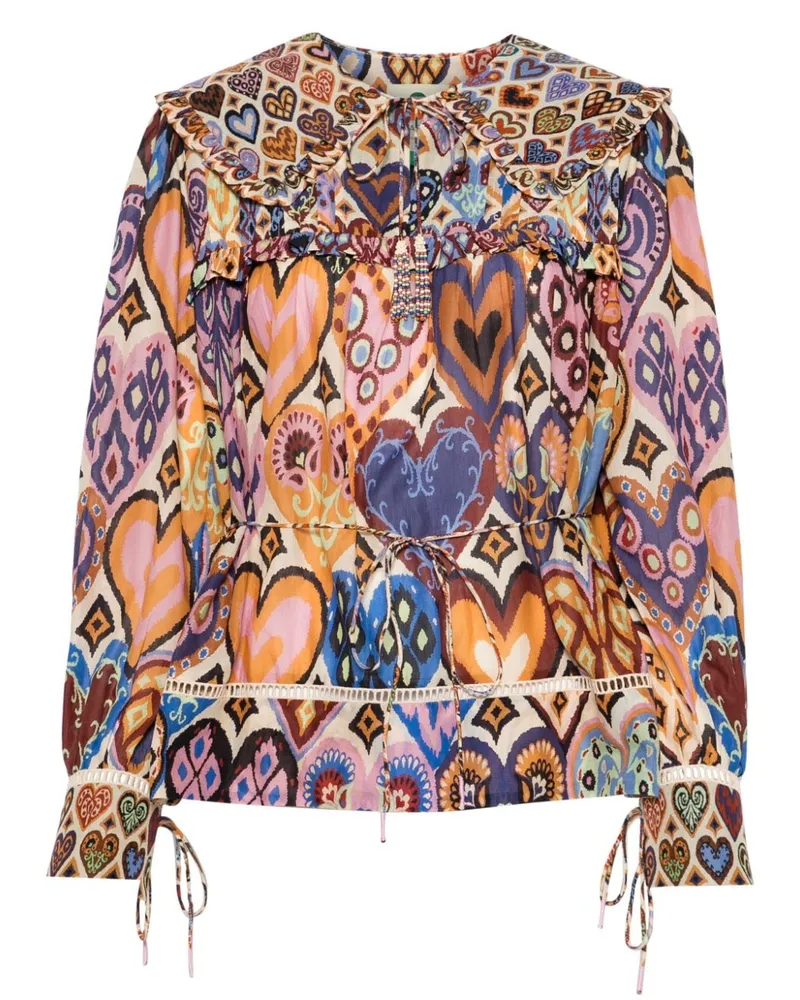 FARM Rio Heart Ikat Bluse - Nude Nude