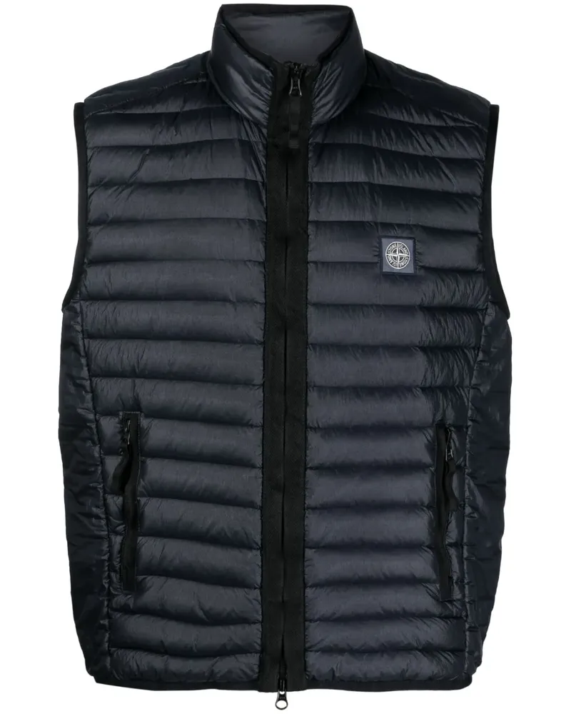 Stone Island Gefütterte Weste mit Kompass-Patch - Blau Blau