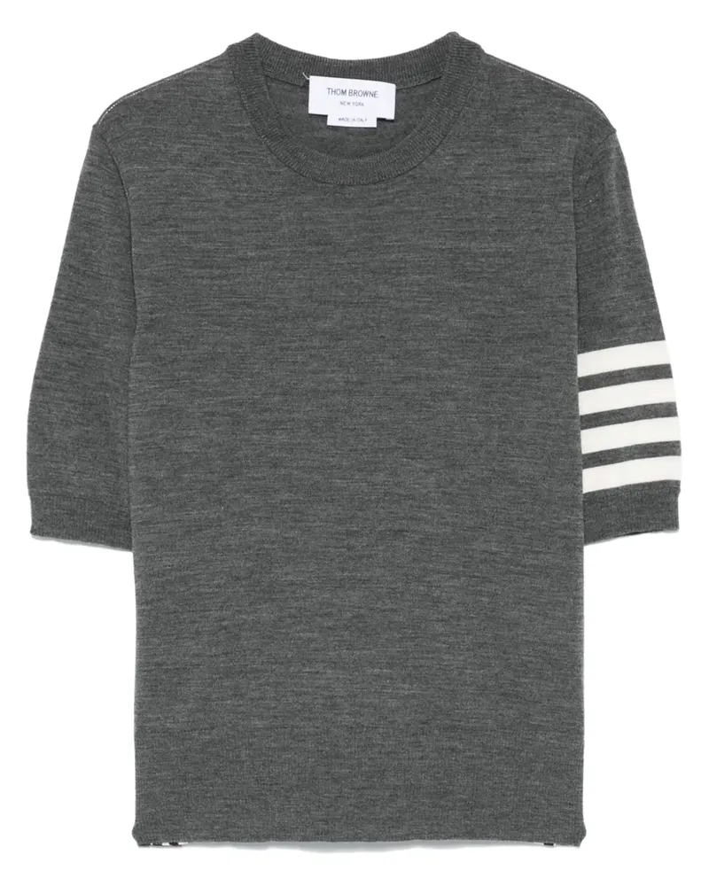 Thom Browne Fein gestricktes 4 Bar Stripes T-Shirt - Grau Grau