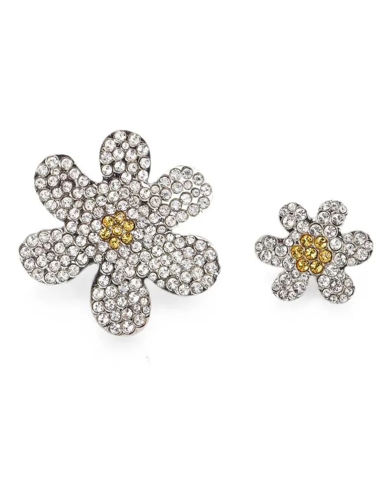 Marni crystal-embellished asymmetric pins - Silber Silber