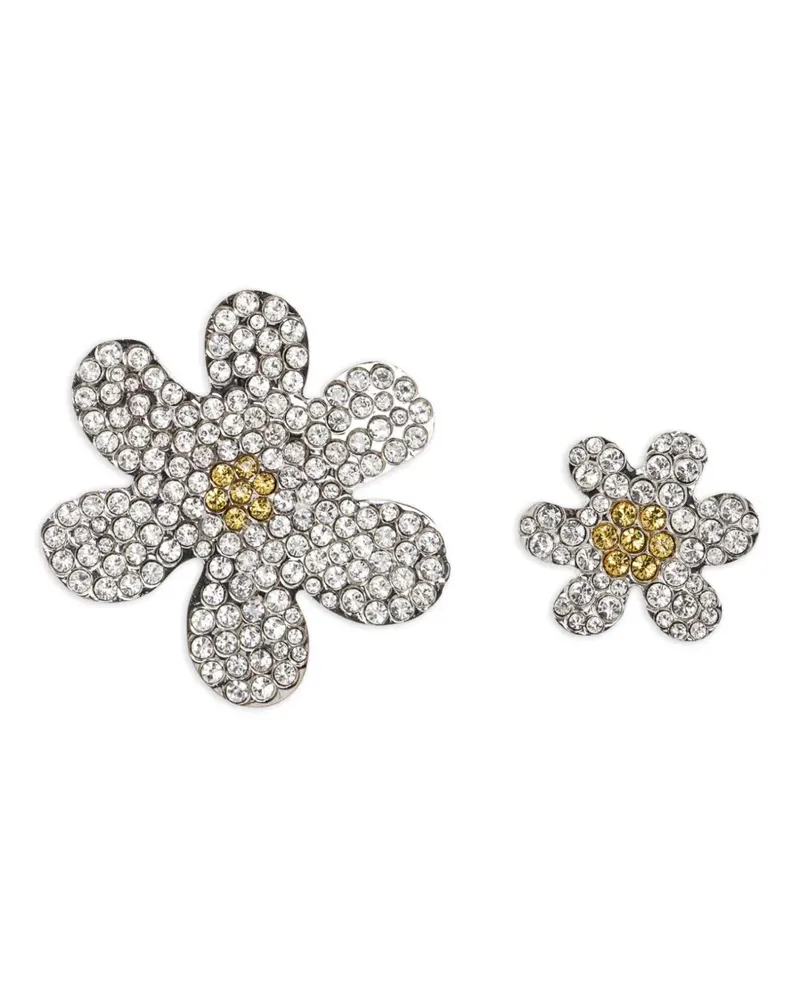 Marni Asymmetrische Anstecknadeln mit Kristallen - Silber Silber