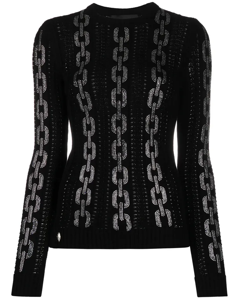 Philipp Plein Intarsien-Pullover mit Monogrammmuster - Schwarz Schwarz