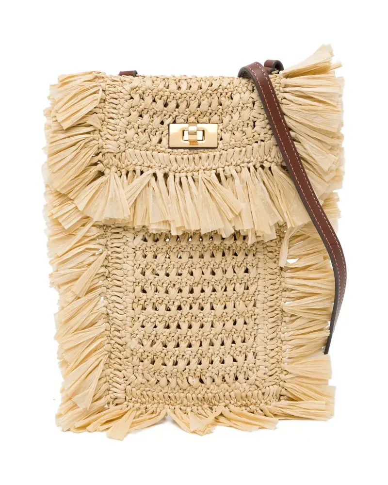 Anya Hindmarch Umhängetasche aus Bast - Nude Nude