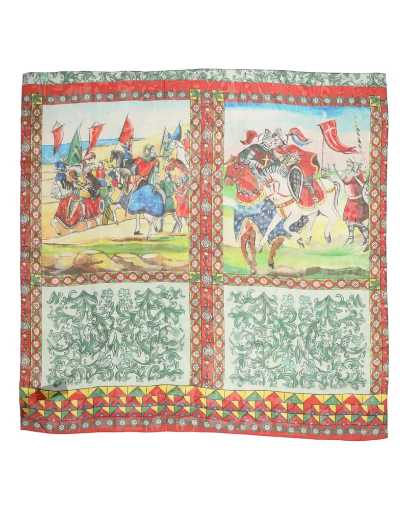 Dolce & Gabbana knight-print silk scarf - Grün Grün