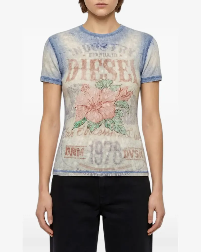 Diesel T-Shirt mit Blumenprint - Nude Nude
