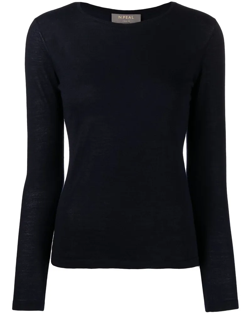 N.Peal Klassischer Kaschmirpullover Blau