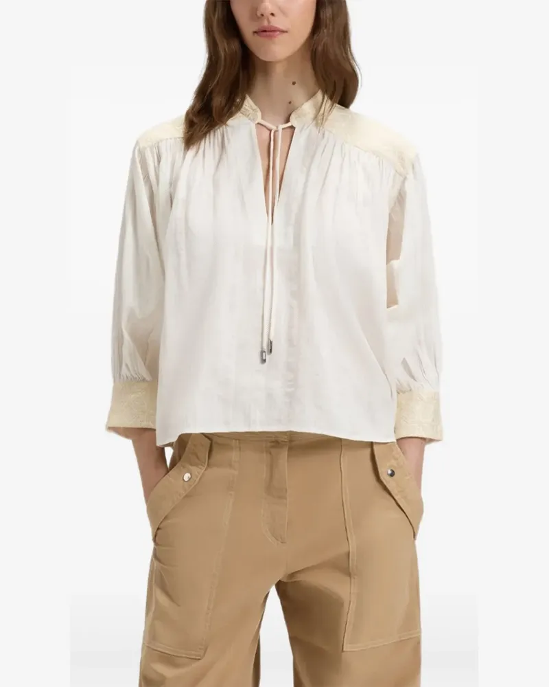 HUGO BOSS embroidered cotton blouse - Nude Nude