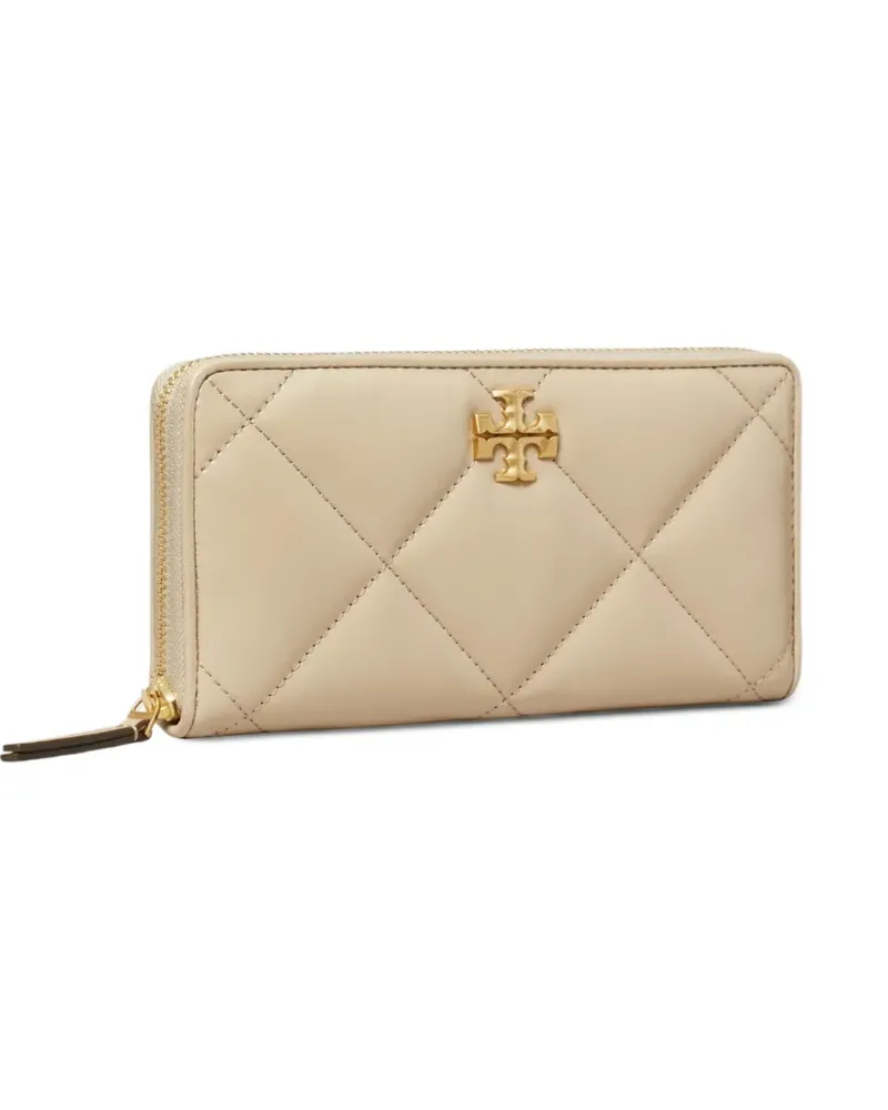 Tory Burch Kira diamond-quilted wallet - Nude Nude