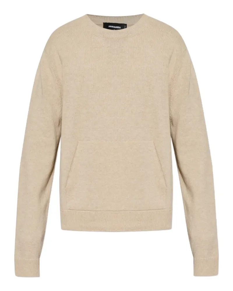 Dsquared2 Bestickter Pullover mit Beuteltasche - Nude Nude