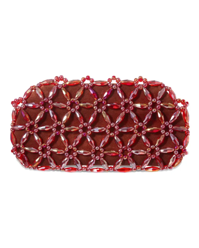 0711 Clutch mit Perlen - Rot Rot
