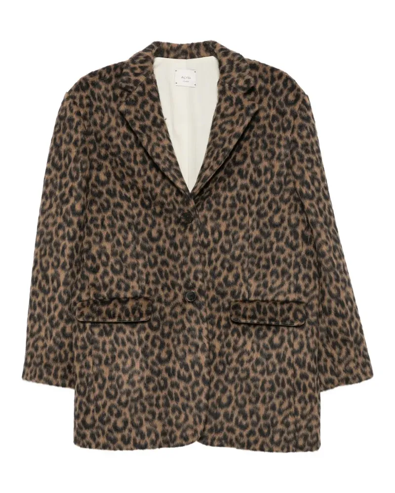 ALYSI leopard-print notched-lapel coat - Braun Braun