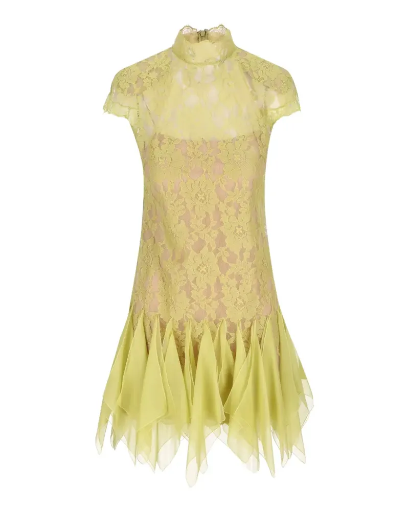 Valentino Garavani handkerchief-hem lace mini dress - Gelb Gelb
