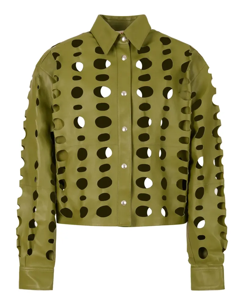 Marni Lederhemd mit Cut-Out - Grün Grün